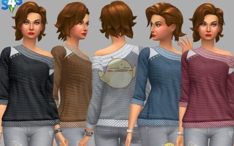 《模拟人生4》MOD|露肩羊毛衫|