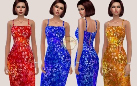 《模拟人生4》MOD|亮色鲜花连衣裙|