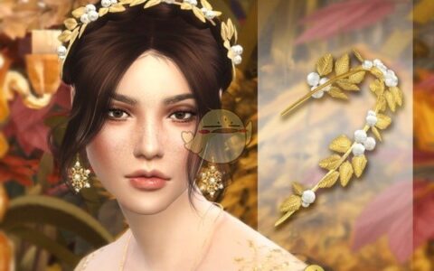 《模拟人生4》MOD|金色树枝珍珠头冠|