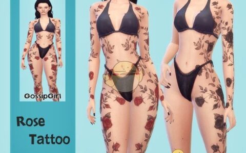 《模拟人生4》MOD|美丽的玫瑰花纹身|