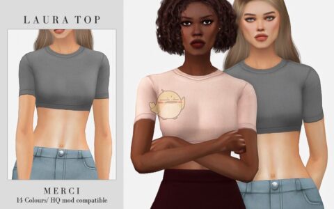 《模拟人生4》MOD|简洁舒适露腹上衣|