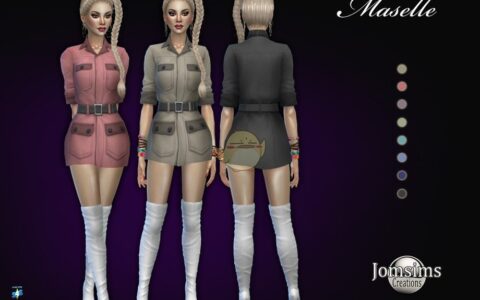 《模拟人生4》MOD|女性休闲工装连衣裙|