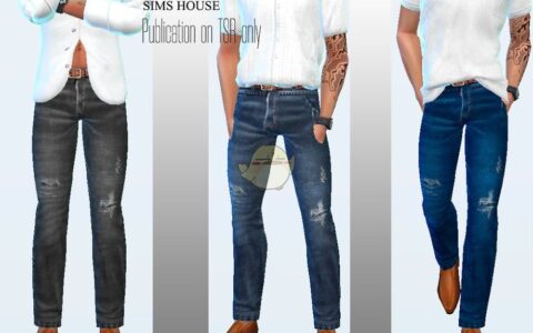 《模拟人生4》MOD|男士皮带棕色牛仔裤|