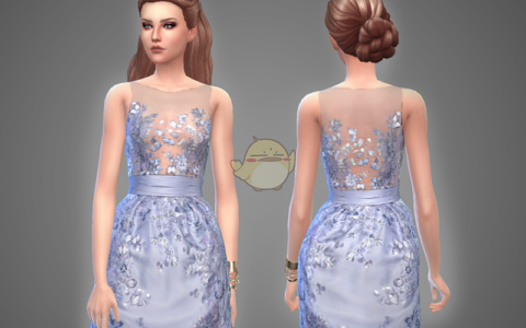 《模拟人生4》MOD|刺绣腰带连衣裙|