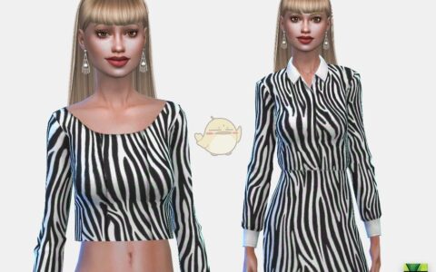 《模拟人生4》MOD|斑马花纹女性连衣裙|