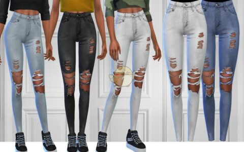 《模拟人生4》MOD|女款破洞破烂牛仔裤|