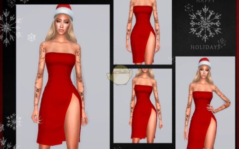 《模拟人生4》MOD|红色露腿圣诞节服装|