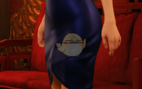 《最终幻想7：重制版》MOD|荧光粉唇粉色眼影穿蓝礼裙的正红美甲杰西|