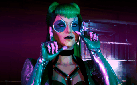 《赛博朋克2077》MOD|绿色卡哇伊的眼镜|