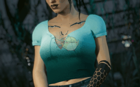 《赛博朋克2077》MOD|水绿黑色可爱短T Solo Ultimate |