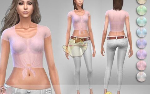 《模拟人生4》MOD|粉色透明上衣|