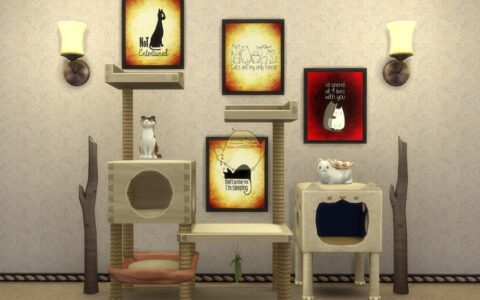 《模拟人生4》MOD|可爱猫咪挂画|