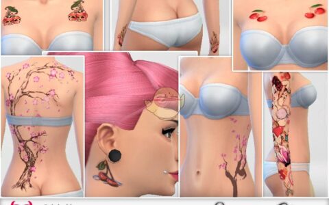 《模拟人生4》MOD|樱桃樱花纹身|下载