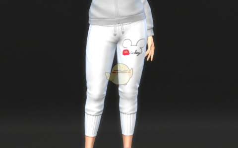 《模拟人生4》MOD|白色简洁米奇长裤|