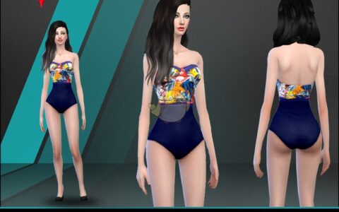 《模拟人生4》MOD|热带风情海军蓝泳装|