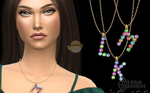 《模拟人生4》MOD|多色吊坠字母项链|