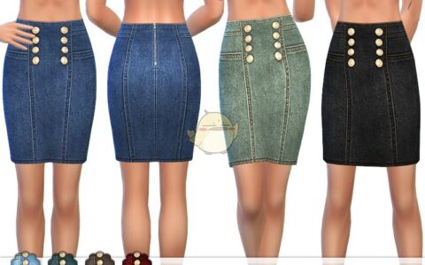 《模拟人生4》MOD|带纽扣的牛仔短裙|