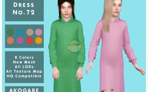 《模拟人生4》MOD|女孩简洁毛衣连衣裙|