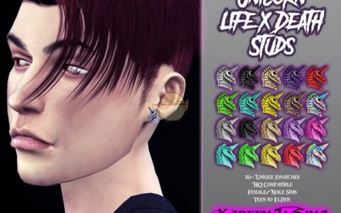 《模拟人生4》MOD|铆钉独角兽耳环|